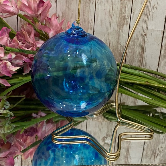 Blue Handblown Heavy Glass 4” Large Ornament - Picture 3 of 12
